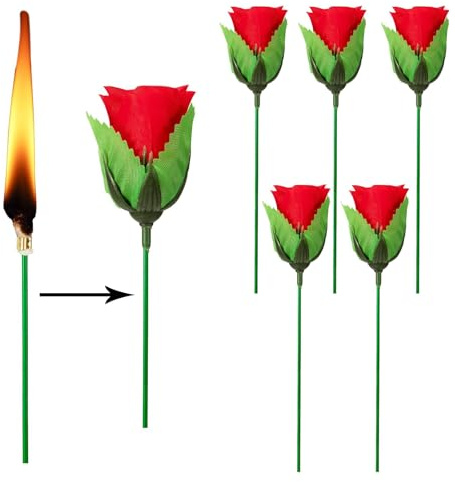 Gleemix Fackel zu Rose Zaubertrick, 5 Stück Magische Rose, Zauberstab Feuer Roses Magic Tricks, Valentinstag Rosen Romantische Accessoires, für Überraschung Geschenk, Vorschlag, Karneval, Bühne