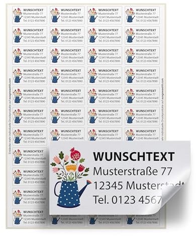 Adressaufkleber personalisiert – 44 Adressetiketten selbstklebend – 4,6 x 2,4 cm – Absender Aufkleber mit Name selbst gestalten – (Motiv 5)
