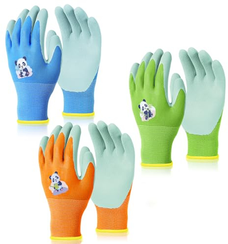 OSDUE 3 Paires Gants de Jardinage pour Enfants, 9 à 12 Ans