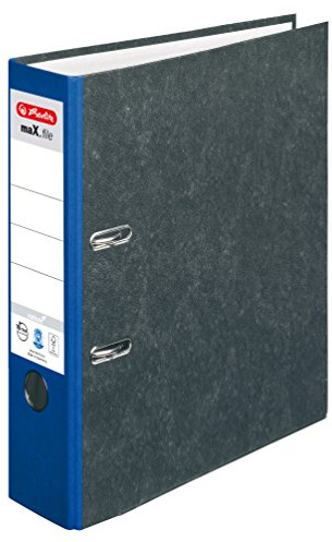 Herlitz Ordner maX.file nature, Pappe, Wolkenmarmorbezug, Kantenschutz, standfest, A4 8 cm, blau