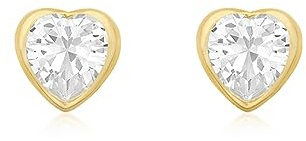 Carissima Gold Women's 9 ct Gold 4 mm Cubic Zirconia and 5 mm Heart Stud Earrings