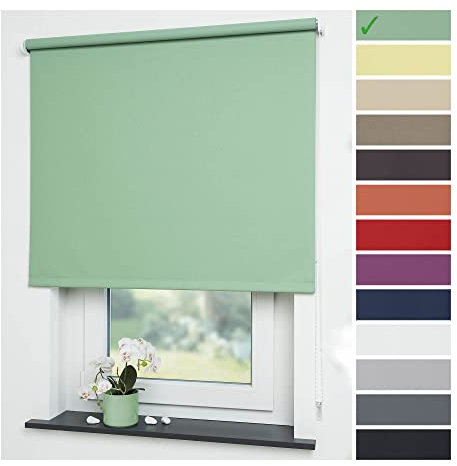 Liedeco® Rollo, Fenster Rollo, Kettenzug-Rollo / 92 x 180 cm (Breite x Höhe), blattgrün/Verdunkelnd, Abdunkelnd, Blickdicht/viele Größen, Farben/Variable Montage möglich