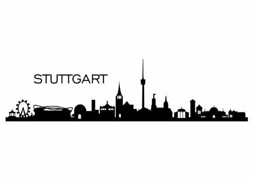 Wandtattooladen Wandtattoo - Skyline Stuttgart Größe:140x36cm Farbe: Schablone