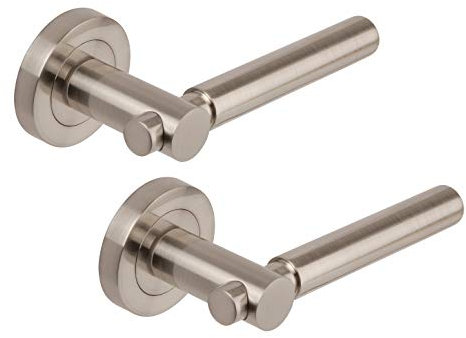 Excel Architectural XL3844 Astral Passage Door Handles on Round Rose, Satin Nickel
