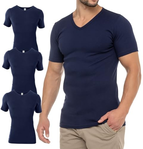 Celodoro Herren Business T-Shirt V-Neck (3er Pack) - Marine XXL