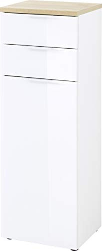 Germania Schrank 2753-513 GW-Pescara in Weiß/Navarra-Eiche-Nachbildung, mit Glasfronten, 39 x 112 x 34 cm (B/H/T)