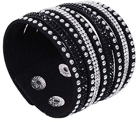 Carry stone Premium Qualität Damen Multilayer Wrap Rivet Strass Armreif Armband Armband