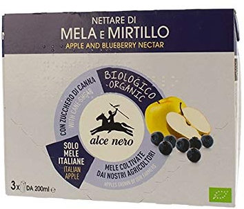 4 PEZZI DA ML200X3 NETTARE IN BRIK BIO ALCE NERO - ALBICOCCA - PERA- MIRTILLO - MELA - POSSIBILITA' ORDINE MISTO (MIRTILLO)