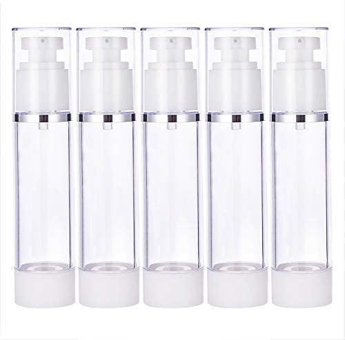 BENECREAT 5 PCS 50 ML Vide Airless Pompe Bouteilles en Plastique Remplissable Pompe À Vide Pompe Presse Bouteilles pour Lotion Parfum Huile Essentielle Fondation Toner Liquide