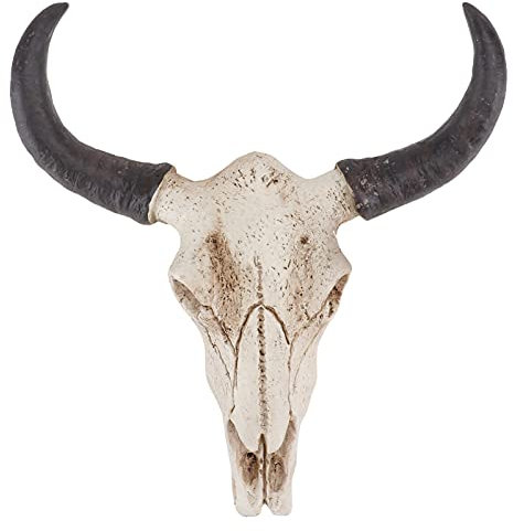 Wakauto 1PCS Skull Wall Hanging Long Horn Cow Skull Creative Resin Animal Art Crafts Ornaments for Decorating Home Wall