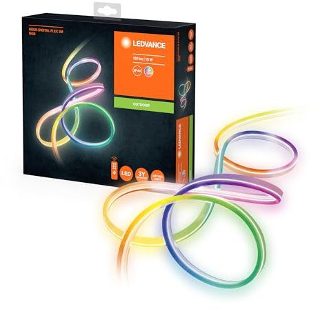 LEDVANCE LED Lichtschlauch für Innen und Außen, 3 Meter Länge, als Wohnraum- oder Gartenbeleuchtung, flexibel und biegsam, 15W, RGB-Farben per Fernbedienung änderbar, Schutzart IP65, NEON DIGITAL FLEX