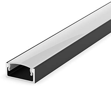LumenTEC Set: LED Profil, 100cm Profil LED für LED Streifen LT4P + Abdeckung (Schwarz, Milchig)