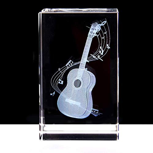 Briefbeschwerer mit 3D-Gitarre, Lasergravur in Kristallglas, Würfel für Abschluss, Weihnachten, Geburtstag, Valentinstag