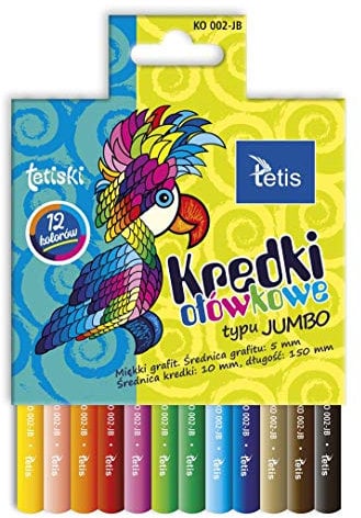 Tetis Jumbo Buntstifte Set 12 Farben Buntstifte rund Malstifte mit weicher Mine Bunt- Stifte für Kinder Jumbo Grip Farbstifte rund weich hohe Qualität