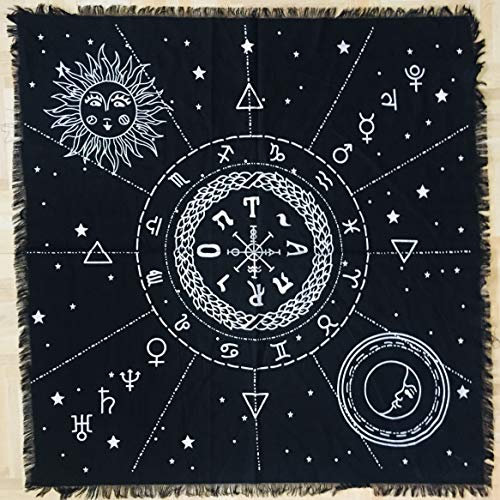 Indian Consigners 12 Konstellation Tierkreis Astrologie Universum Altar Tuch Hexerei Hexerei Tischdecke Ändern Heilig Tischtuch Spirituell Buchstabieren 36 (12 Sternbild, 3636 Zoll)