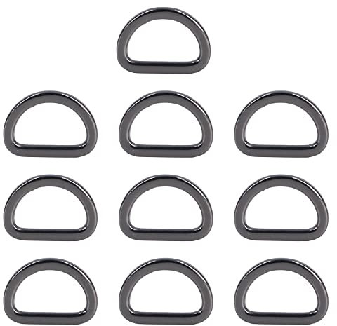 10 Stück Metall D Ring Clip, 20mm/0.8in D Ringe, Halbrund Metall Flache D Förmige Schnalle Clips Zugring für Rucksack Gürtelschnallen Taschen Gürtel Handtaschen Bastelzubehör, Karabiner (Waffenfarbe)