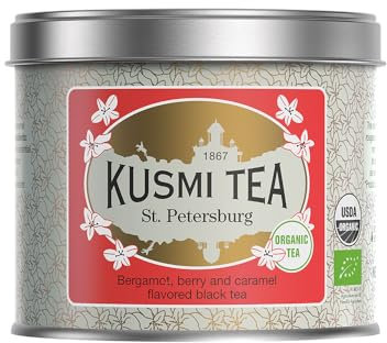 Kusmi Tea - St. Petersburg - Schwarzer Tee Earl Grey Aromatisiert Bergamotte, Rote Früchte & Karamell - Loser Tee - 100 g Metalldose - Menge für etwa 50 Tassen