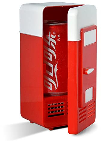 Cuifati USB Mini Fridge, Beverage Refrigerators Desktop USB Fridge Beverage Drink Cans Cooler/Warmer, Refrigerators Mini for Laptop PC Car(Red)