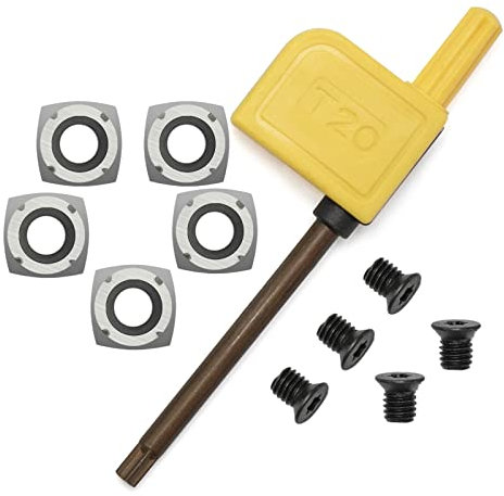 DUPHA 5pcs 15mm Square Carbide Inserts Cutters, Negative Rake Angle 15x15x2.5mm-R50 Replacement Carbide Inserts Cutters For Woodturning Tools