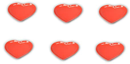Servizio 6 Piattini Dolce Rossi a forma di Cuore in Porcellana Accessori Cucina, Piatti Dessert Antipasto Multiuso per Antipasti Primi Piatti Secondi Stoviglie Lavabili 19x22x2.5H cm