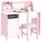 HOMCOM Kids Desk And Chair Set 2 PCs Childrens Table And Chair Set Multi Use Toddler Furniture with Whiteboard, Storage - Pink