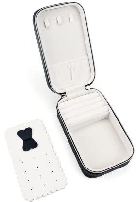 SANQIANWAN Klein Schmuckkästchen Schmuckkästchen Damen Schmuckkoffer Reise Schmuckaufbewahrung Schmuckbox Damen Schmuckschatulle für Ringe,Ohrringe,Halskette,Armbanduhr (Schwarz)