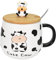 KYSUN Tasse à Café en Céramique avec Couvercle et Cuillère, Tasse Vache avec Couvercle Drôle, Tasse à Café, 480ml, Tasse Vache Mignonne Tasse de Lait Céramique, pour Femme, Bureau, Anniversaire