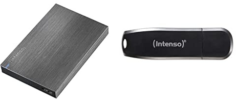 Intenso 6028660 Memory Board Externe Festplatte 1TB (6,4 cm (2,5 Zoll), 5400rpm, 8MB Cache, USB 3.0) anthrazit & Speed Line - 32GB Speicherstick USB 3.0, schwarz