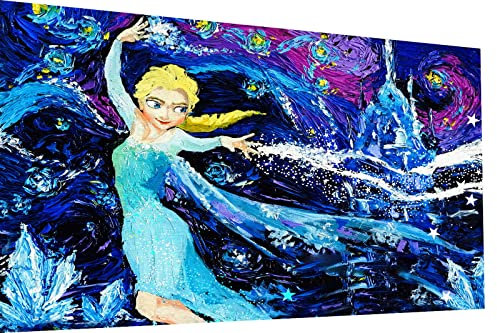 Magic Canvas Art Frozen ELSA Eiskönigin Pop Art Leinwandbild 1- teilig Hochwertiger Kunstdruck Wandbilder – B8371, Material: Poster ungerahmt, Größe: 80x60 cm