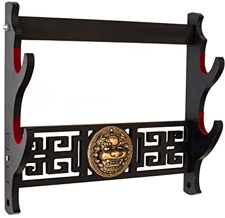 FOXSMZZ Leggendario di Kylin Sword Wall Mount Supporto Spada Velluto Padded Display Stand Imbottito Katana (2 animali)