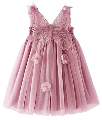 Miipat Vestito per Bambina Tulle Senza Maniche Farfalla Abito Bambino Ragazze Principessa Abiti Ragazze la Festa di Compleanno Vestiti Rosa Scuro 90 18-24 Mesi