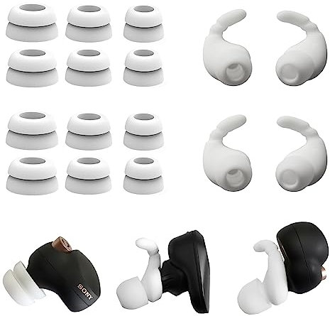 Anti-Slip Earbuds Ear Hooks Ear Tips for Sony Earbuds Replacement Double Flange Earbuds Tips for Sony WF-1000XM5/ WF-1000XM4/WF-C500/Linkbuds S Wireless Earbuds, White