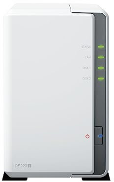 Synology DS223j - Discstation NAS a 2 bay (Realtek RTD1619B 4 core 1,7 GHz 1 GB DDR4 Ram 1 porta LAN RJ-45 1 GbE) 6 TB bundle con 2 dischi rigidi NAS Seagate IronWolf (ST3000VN006)