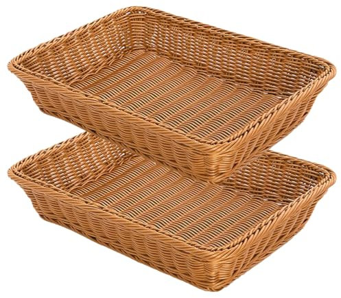 RT&BS 2 Pezzi Cesto per il pane in vimini, Cesti Natalizi per alimenti, Cesti ecologici intrecciati a mano per conservare Pane, Verdura, Frutta e Snack in Cucina, Ristorante, Negozio (Marrone, M)