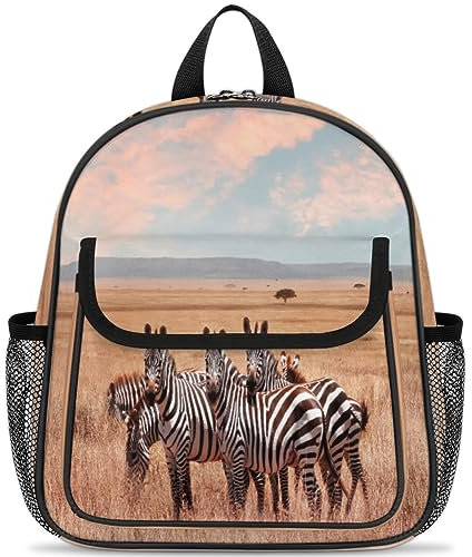 TropicalLife Wild Zebra Kinderrucksäcke für Kinder Jungen Mädchen Afrikanisches Zebra Kleinkind Rucksack Rucksack Schule Kita Büchertasche, farbig, 13 L
