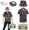 BIQIQI 80er Jahre Outfit Herren 80er Jahre Kleidung Set Rapper Zubehör mit Eimer Hut Gläser Hemd Bauchtasche Faschingskostüme Hip Hop Kostüm Herren 80er 90er Jahre Party Kleidung für Erwachsene XXL