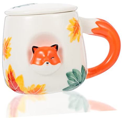 GaRcan Set Tazza con Animali Tazza da caffè Espresso da Viaggio Tazze da caffè Vintage Tazze da caffè con Coperchio Tazza con Volpe Tazze da caffè Carine per Le Vacanze Tazze p