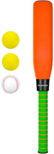 CeleMoon 22 Inch Soft Foam Kids Baseball Bat Set with Balls | Gift Toys for Children Toddlers Boys Girls Age 3-5-8 Outdoor Indoor Sport T Ball Game Playing (Orange)