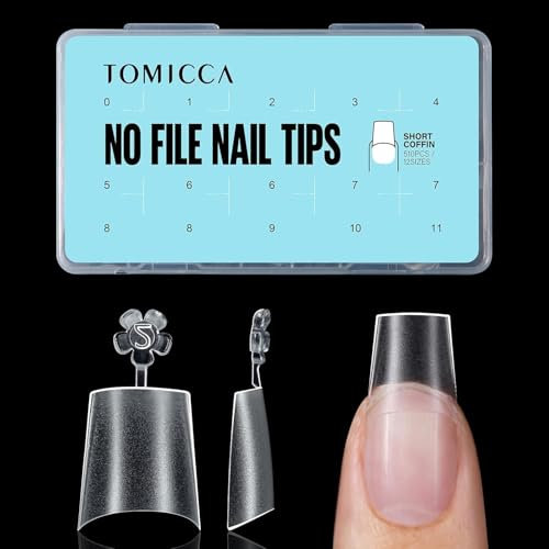 TOMICCA 510 Pièces Faux Ongles Capsules French Acrylique Tips Ongles Gel, 12 Tailles Court Cercueil Demi-Couverture French Nail Extension Tips Appuyez sur les Ongles pour Manucure Salon