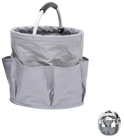 CuiCanfla Caja de almacenamiento plegable, organizador de productos de limpieza, cesta de herramientas de 17 L, bolsa para herramientas de jardín, 1 compartimento principal con 6 bolsillos exteriores,