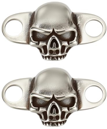 FINGERINSPIRE 2Pcs Breloques En Dentelle De Chaussure En Forme De Tête De Mort Boucle De Lacet En Argent Antique Détachable Mode Squelette En Laiton Décorations De Lacets Breloque Pour Baskets Bottes