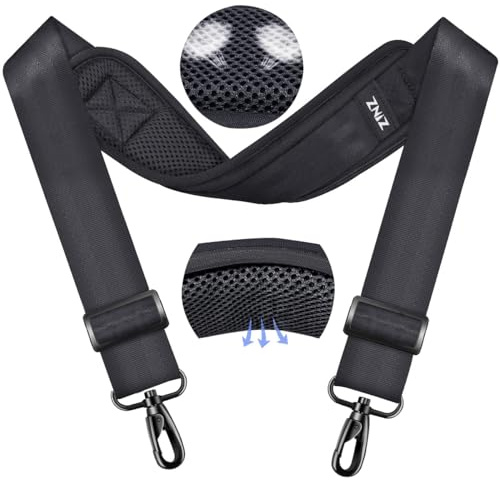 ZINZ Schultergurt 79,5 Zoll mit Weichem Dickem Polster,D01G01 | Weiches Dickes Fixpolster, Rutschfest, Drehhaken Metall, Doppel-Schnallen, Passt für Laptops, Taschen & Sporttaschen