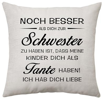 Schwester Geschenke Kissen Deko Geschenke für Schwester Idee Schwester Geburtstagsgeschenke Hochzeit Ferngeschenke für Schwester Quadratische Taille Kissenbezug (Schwester -a)