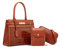 NICOLE & DORIS Elegante Handtasche Damen Kroko Handtaschen 3er Set Shopper Schultertasche PU Leder Umhängetasche Handytasche Tote Tasche für Büro Schule Einkauf Braun