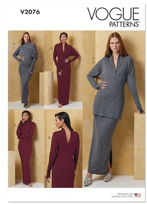 Vogue Sewing Pattern V2076Y5 Misses' Knit Dress and Top Worn Front and Back and Skirt Y5 (18-20-22-24-26)