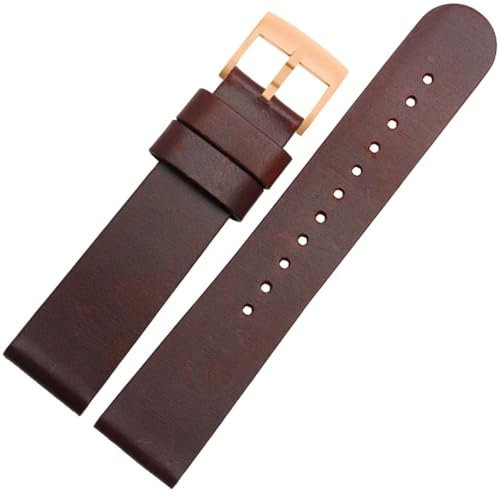 YSABVCP Echtes Leder-Uhrenarmband, passend for Komono, wasserdicht, schweißfest, weich, bequem, 20 mm, Herren-Schnellverschluss(Dark Brown-Rose)