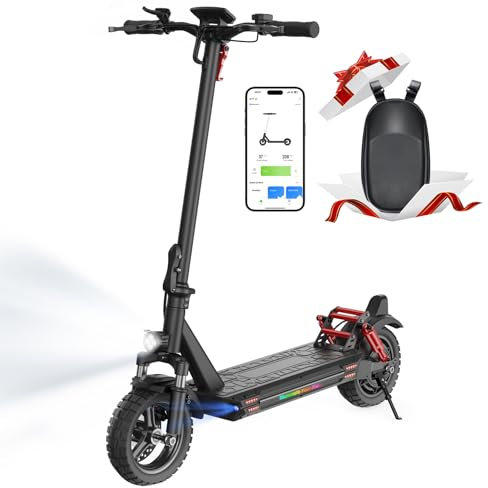 iScooter 10 Trottinette Electrique Adulte avec Serrures Électroniques, Moteur de 800, Max Autonomie de 45 km, 6/10/15/25 km/h, Trottinette Électrique avec Application, Pliable, Charge 150 KG, Sac