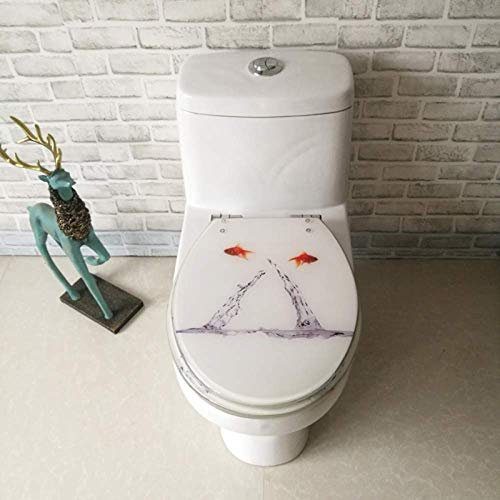 Abattant WC Poisson Rouge Abattant WC avec charnière réglable à dégagement rapide Housse de siège de toilette épaisse pour forme V/U/O universelle, OneColor-40~48 cm*33~38 cm