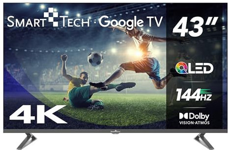 Smart Tech TV QLED 144Hz 4K UHD 43' (109 cm) 43QG04G Google TV- 4xHDMI - 2xUSB - Dolby Vision - Dolby Atmos-HDMI 2.1
