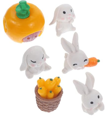 PAMINGONO Kaninchen Mit Karotten Miniatur Garten Dekoration Aus PVC Für Partydekorationen Und Entzückendes Karottendekor Für Draußen
